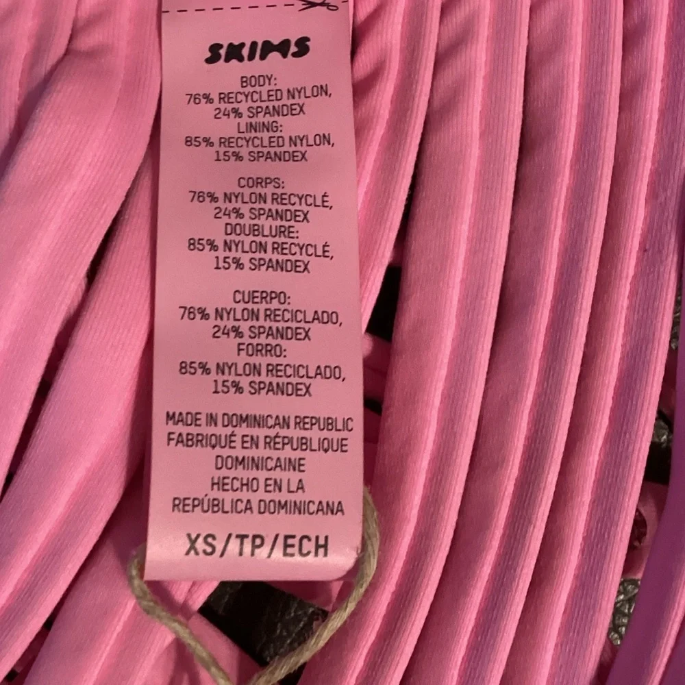 NWT SKIMS Size XS Pink Rhinestone Swim Strappy‎ Skirt